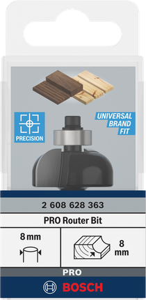 Bosch PRO Router Bit Cove 8 mm for precision wood shaping.