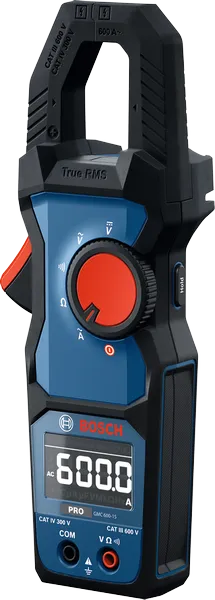 Bosch GMC 600-15 clamp meter with digital display.