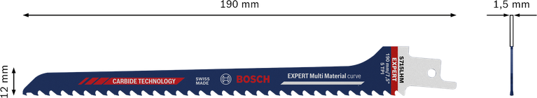 Bosch EXPERT Multi Material curve reciprocating saw blade.