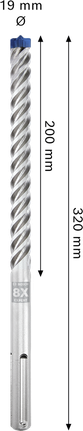 Bosch EXPERT SDS max-8X Hammer Drill Bit 19 mm diameter.