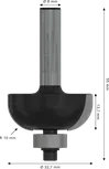 Bosch PRO Router Bit Cove R 10 shank 8 mm for woodworking.