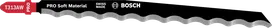 Bosch PRO Soft Material T313AW jigsaw blade with serrated edge.