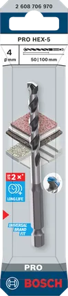 Bosch PRO HEX-5 4 mm drill bit for long life and universal fit.