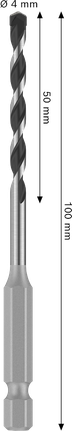 Bosch PRO HEX-5 4 mm drill bit, 100 mm length.