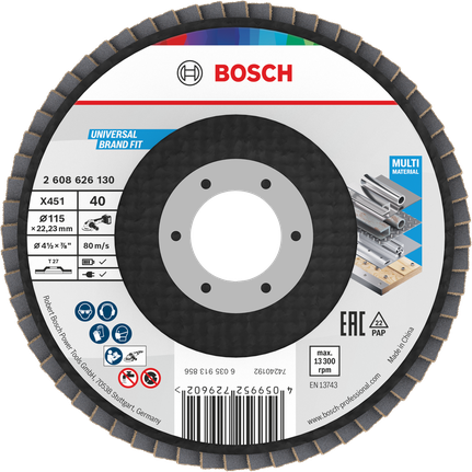 Bosch X451 Flap Disc 115 mm G40 for multi material.
