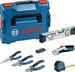 Bosch 16-piece pliers and mixed hand tools set with case.