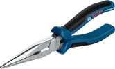 Bosch long nose pliers 200 mm with induction hardened cutting edges.