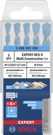Bosch EXPERT HEX-9 Multi Construction drill bit set 5 pcs.