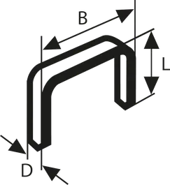Bosch Fine Wire Staples Type 53/6 size diagram.