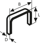 Bosch Fine Wire Staples Type 53/8 size diagram.