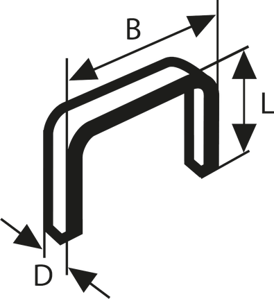 Bosch Fine Wire Staples Type 53/8 size diagram.
