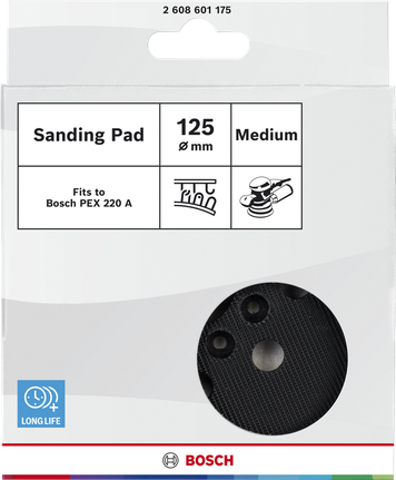 Bosch sanding pad medium-hard 125 mm with 8 holes.