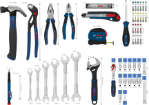 Bosch Hand Tool Mixed Set 89 pcs with wrench and screwdriver assortment.
