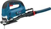 Bosch GST 90 BE jigsaw with dust extraction attachment.