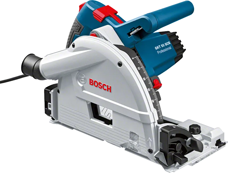Bosch GKT 55 GCE track circular saw for precise cutting.