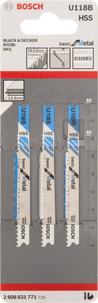 Λάμα σέγας Bosch U 118 B, συσκευασία 3 τεμαχίων.