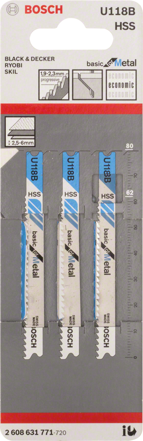 Λάμα σέγας Bosch U 118 B HSS για κοπή μετάλλου.