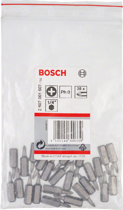 Μύτες κατσαβιδιού Bosch 1/4″ PH0, συσκευασία 25 τεμαχίων.