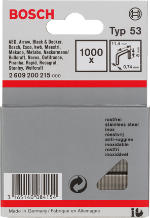 Συνδετήρες από ανοξείδωτο ατσάλι Bosch Typ 53 11,4 mm 1000×.