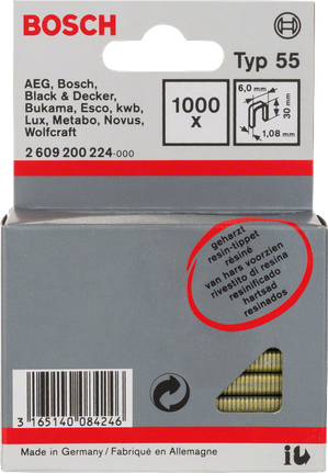 Στενοί συνδετήρες 6 mm με επικάλυψη ρητίνης Bosch τύπου 55.