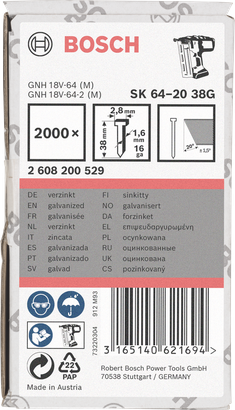 Γαλβανισμένα καρφιά 38G 3/8″ της Bosch .