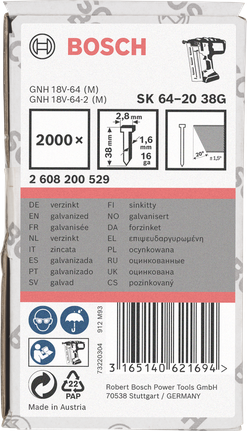 Γαλβανισμένα καρφιά Bosch SK 64-20 38G για GNH 18V-64.