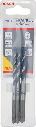 Σετ τρυπανιών σκυροδέματος Bosch CYL-5 5/6/8 mm.