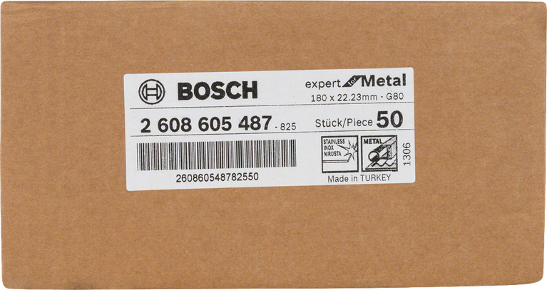 Δίσκος λείανσης με ίνες Bosch R444 expert για μέταλλο, κουτί 180×22,23mm.