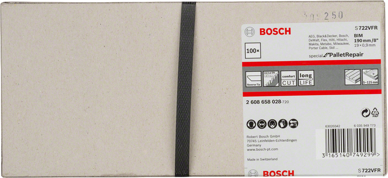 Λάμα σπαθόπριον Bosch S 722 VFR 190 mm/8″.