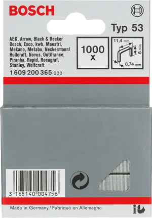 Συνδετήρες Bosch Typ 53 11,4 mm, συσκευασία 1000 τεμαχίων.