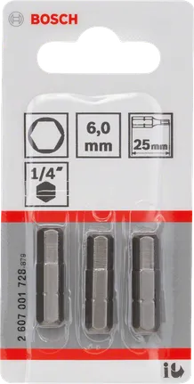 Μύτες κατσαβιδιού Bosch 6,0 mm 25 mm.