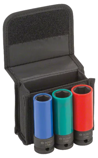 Σετ καρυδάκια κρούσης Bosch με μεγέθη 17, 19, 21 mm.