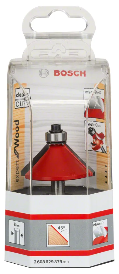 Bosch Expert για ξύλο, φρέζα λοξοτομής 8 mm για κοπές ακμών 45°.