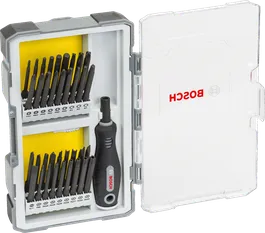 Σετ κατσαβιδιών Bosch 37 τεμαχίων με λαβή και βάση για μύτες.