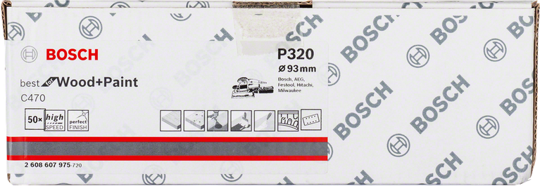 Φύλλα λείανσης Bosch C470 P320 93mm, συσκευασία των 50 τεμαχίων.