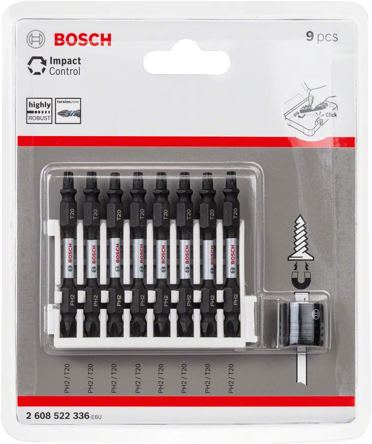Σετ μύτες Bosch Impact Control PH2 T20 9 τεμ.
