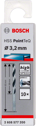 Ελικοειδές τρυπάνι Bosch HSS PointTeQ 3,2 mm για τρύπημα υψηλής ταχύτητας.