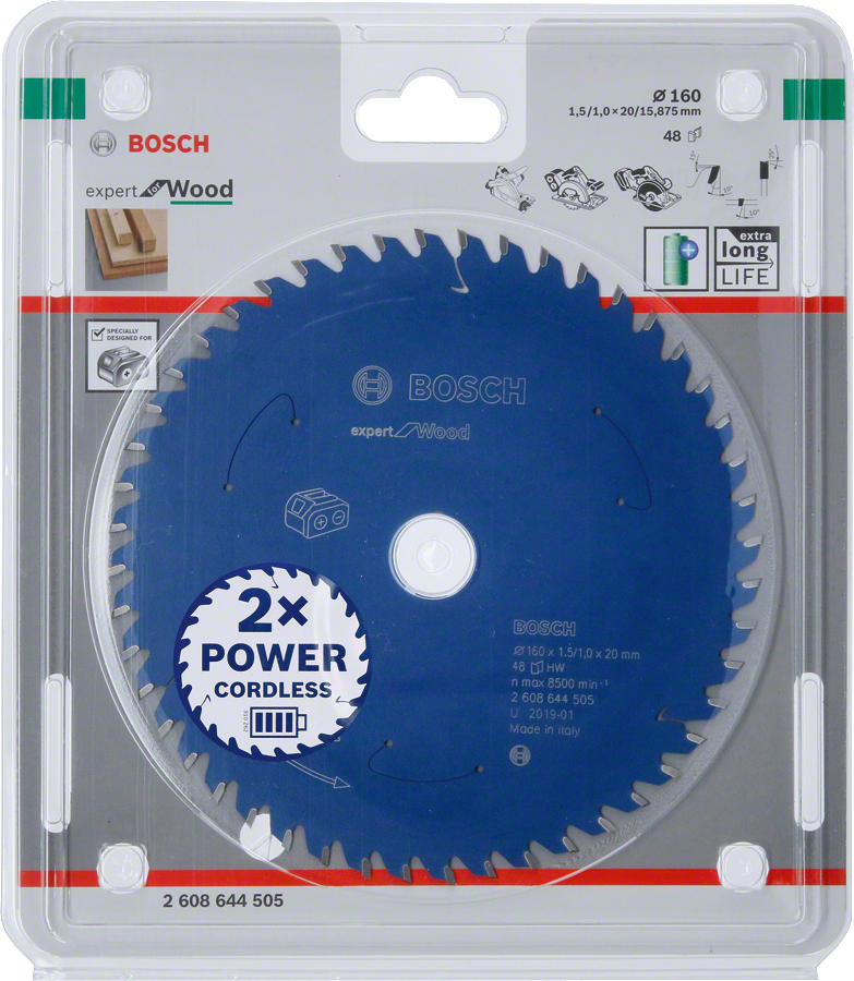 Λάμα κυκλικού πριονιού Bosch Expert for Wood για ασύρματα πριόνια.