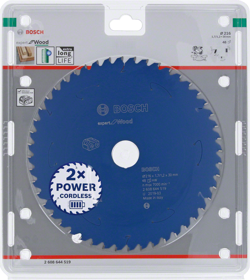 Λάμα κυκλικού πριονιού Bosch Expert for Wood 216 mm για ασύρματα πριόνια.
