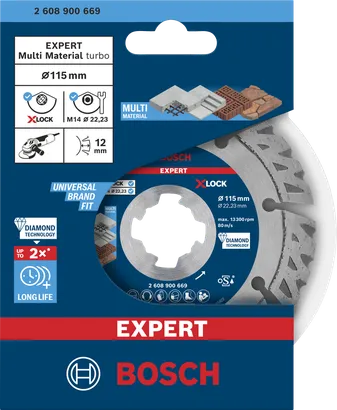 Δίσκος κοπής με διαμάντι Bosch EXPERT MultiMaterial X-LOCK 115×22,23×2,4×12 mm.