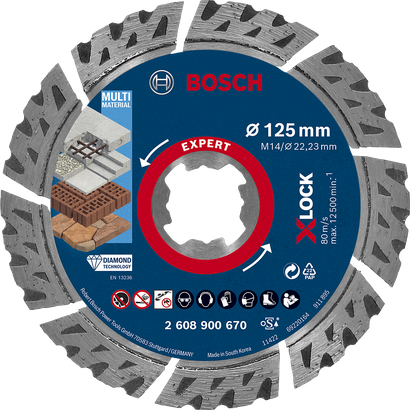 Δίσκος κοπής με διαμάντι Bosch EXPERT MultiMaterial X-LOCK 125 mm.