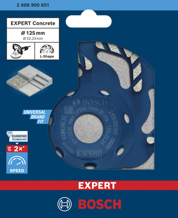 Κεφαλή λείανσης σκυροδέματος με διαμάντι Bosch EXPERT 125×22,23×4,5 mm.