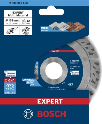 Δίσκος κοπής διαμαντιών Bosch EXPERT MultiMaterial 125×22,23 mm.