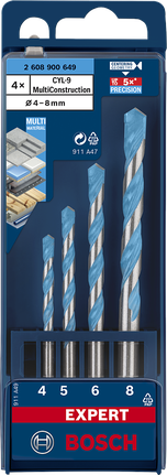 Σετ τρυπανιών Bosch EXPERT MultiConstruction 4/5/6/8 mm.