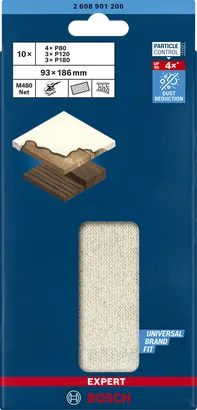 Σετ διχτυών λείανσης Bosch EXPERT M480 93×186 mm 10 τεμαχίων.