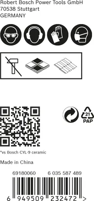 Σετ τρυπανιών Bosch EXPERT Hard Ceramic HEX-9 για πλακάκια.