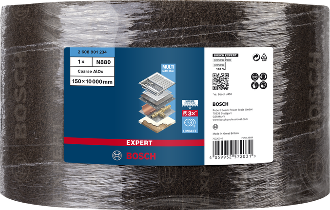 Ρολό λείανσης από φλις Bosch N880 150 mm x 10 m χοντρό.