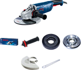 Γωνιακός τροχός Bosch GWS 24-180 με αξεσουάρ.