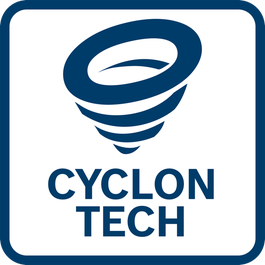  CYCLON TECH – Μέχρι και 90 %* απομάκρυνση της σκόνης για προστασία του κινητήρα και αυξημένη απόδοση του εργαλείου.