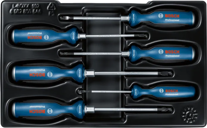 Σετ κατσαβιδιών 6 τεμαχίων Bosch με λαβές πολλαπλών στοιχείων.